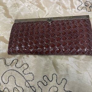 Vintage Clutch faux leather cardholder basket weave design, unused